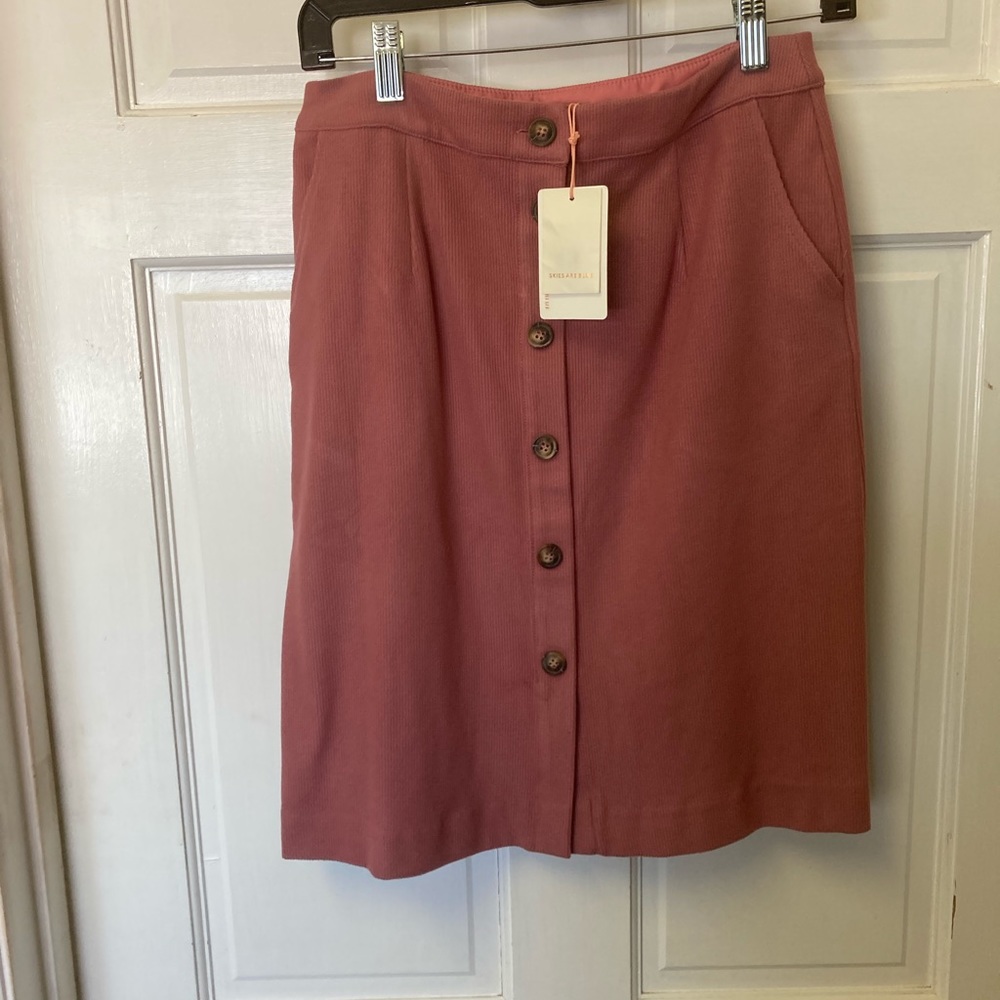 Skies are Blue | Kaila Pink  Corduroy Skirt Button Front Small